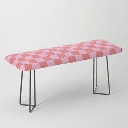 Cotton Candy Pink and Coral Pink Checkerboard Bench