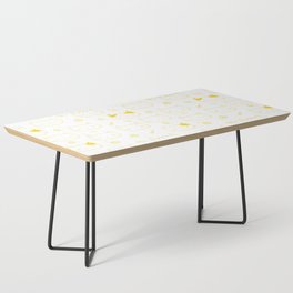 Yellow Doodle Kitten Faces Pattern Coffee Table