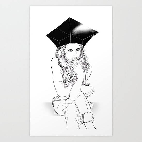 Sitting and Staring - Digital Illustration Art Print