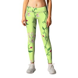 Awesome Indoor Hanging Plant Pattern For Houseplant Lovers On Yellow Background Leggings