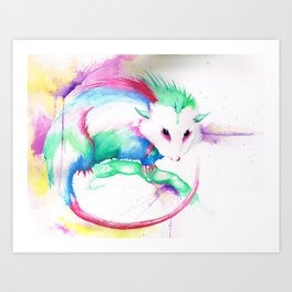 Watercolor Opossum by Calder Brown Art Print
