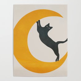 Moon and Cat Poster