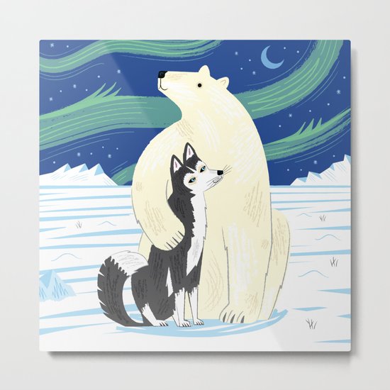 The Polar Bear and The Husky Metal Print