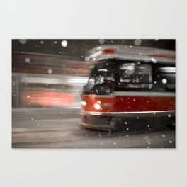 Snowy Night on Gerrard Street East, Toronto Canvas Print