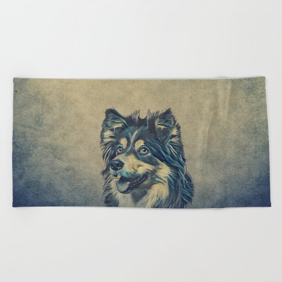 Shetland Sheepdog Painting Beach Towel