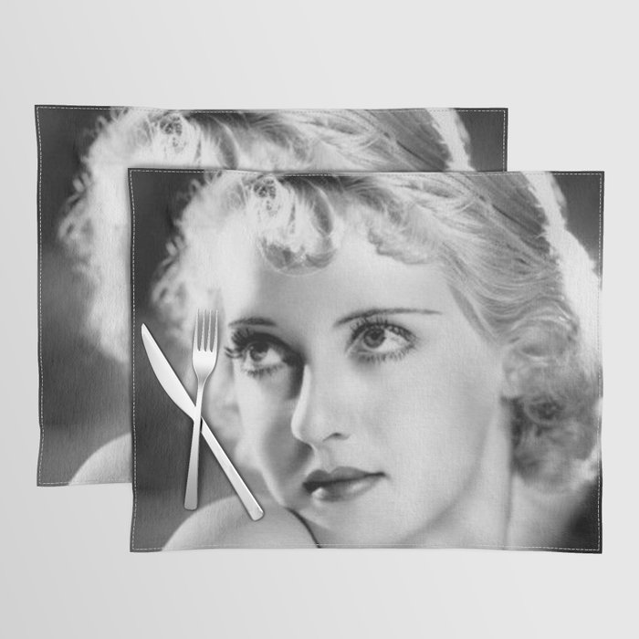 Bette Davis Eyes, Hollywood Starlet black and white photograph / black and white photography Placemat