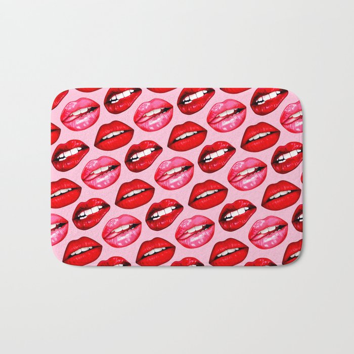Lips Pattern - Pink Bath Mat