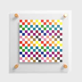 Rainbow checkerboard - color my world Floating Acrylic Print