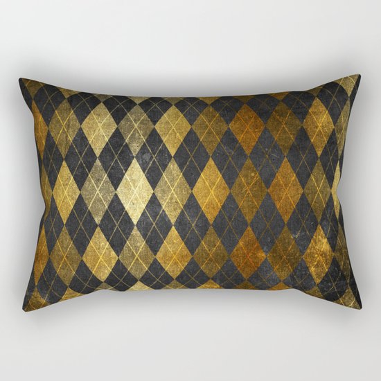 Black and gold geometric abstract pattern II- Luxury design for your home Rectangular Pillow