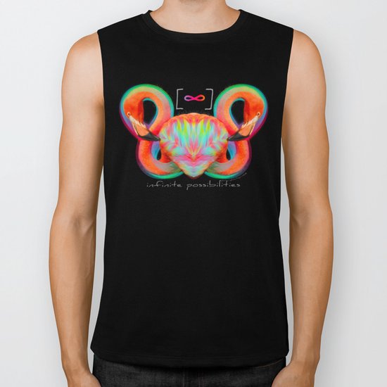Infinite Possibilities - (Neon Infinity Flamingo) Biker Tank