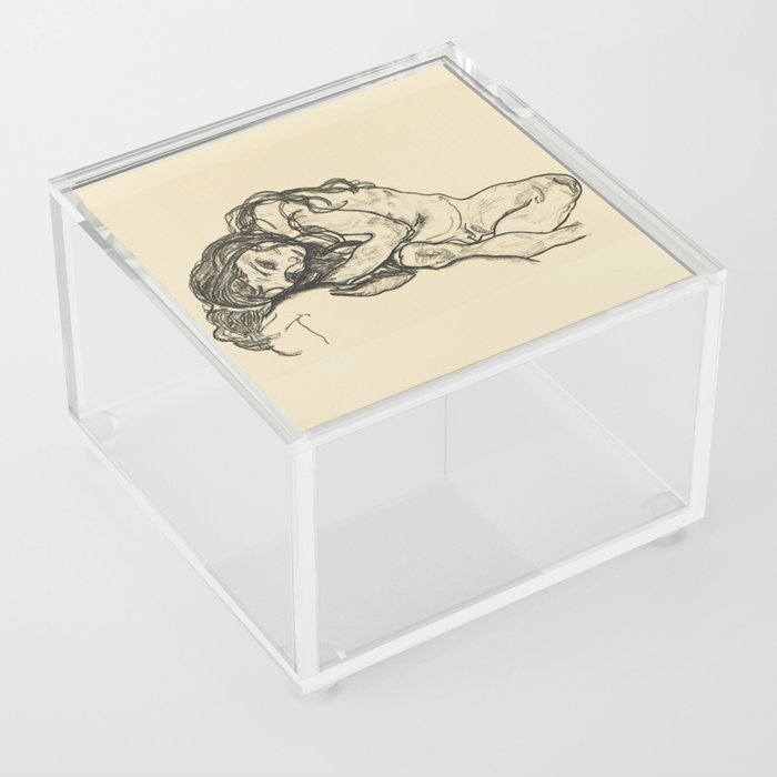 Sketch of a woman by Egon Schielle Acrylic Box