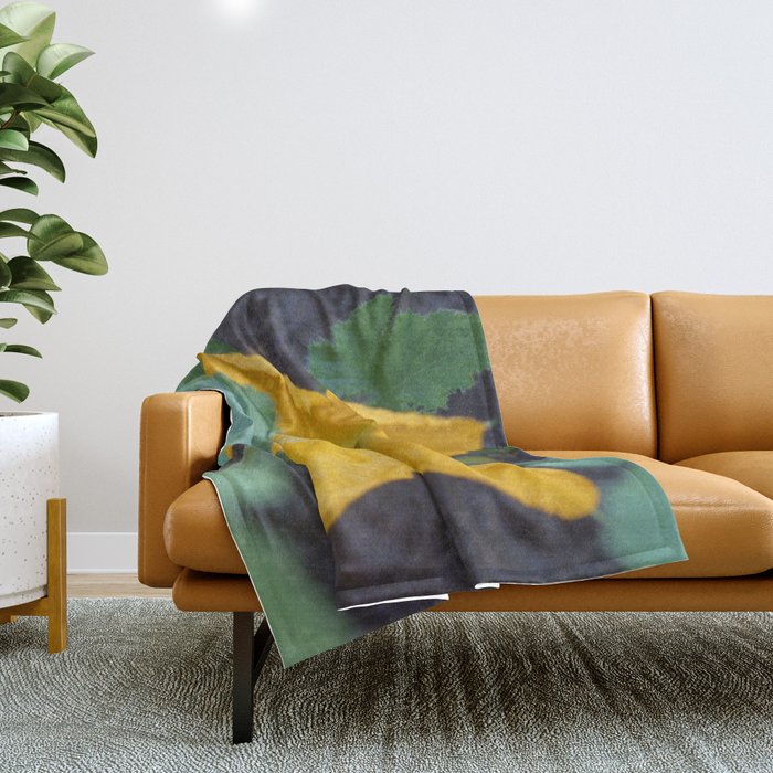 Orange-Yellow Courgette Flower Shrub Photograph Throw Blanket