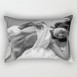 The Girl on the Train, Nude portrait black and white photography Rectangular Pillow