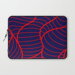 Navy Blue & Red Color Leaves Line Design Laptop Sleeve