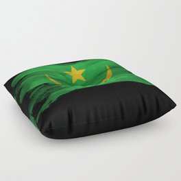 Mauritania flag brush stroke, national flag Floor Pillow