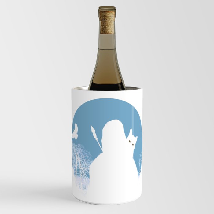 Cat Lover Samurai Warrior Ghost in Mysterious Scary Spooky Horror Haunted Forest  Wine Chiller