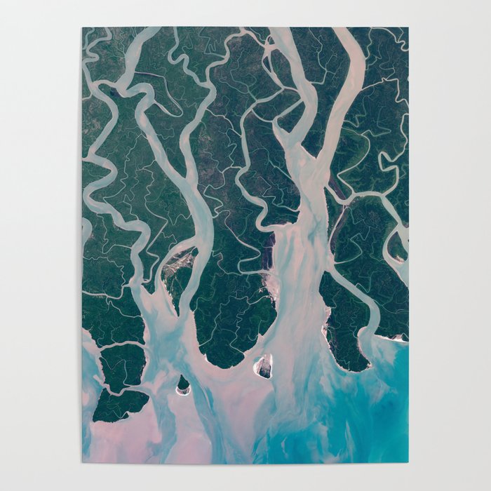 Sundarbans Mangroves from space Poster