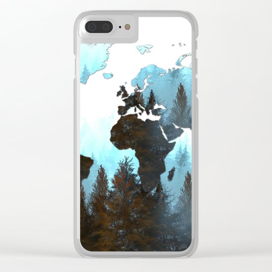 world map forest Clear iPhone Case