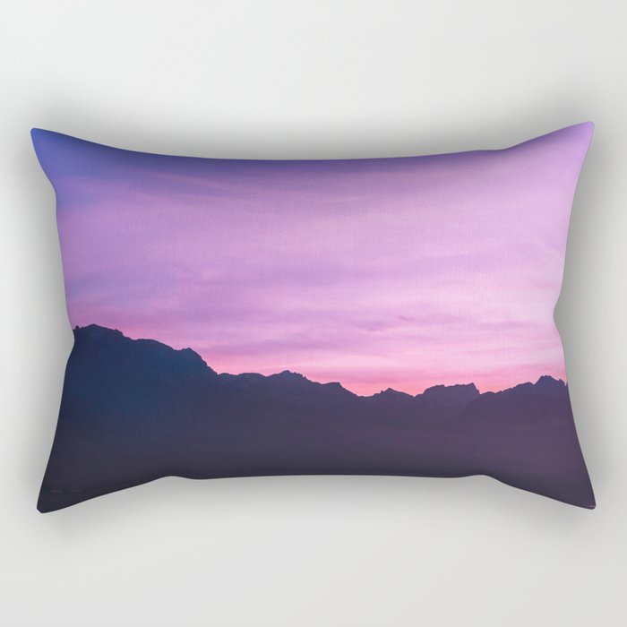 Winter Sunset with Mountains - Landscape Photography Rectangular Pillow
