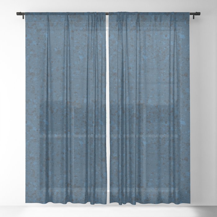 Dark royal blue dripping paint texture, solid color Sheer Curtain