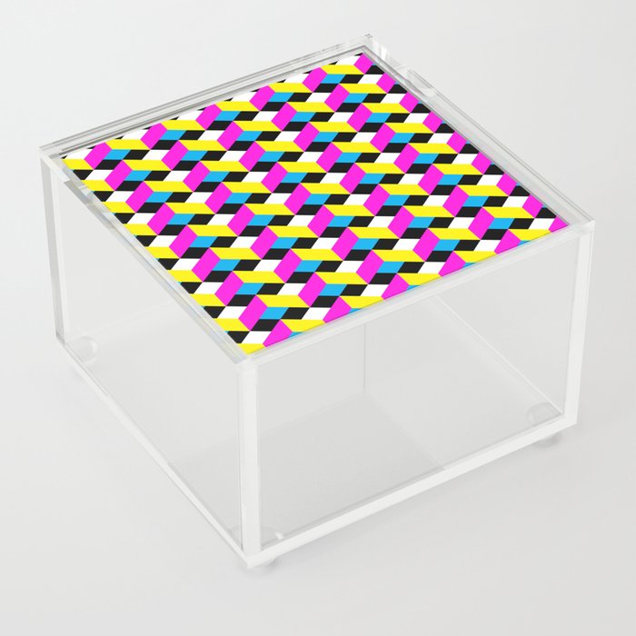 Bright holiday 3D pattern in memphis style. Vintage.  Acrylic Box