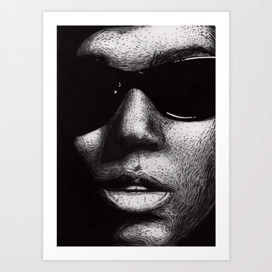 A drawing of Janelle Monáe Art Print