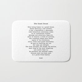 This Being Human Is A Guest House Quote, Rumi Quote Bath Mat | Black And White, Spiritual, Mental Health, Inspirational, Mantra, Quotes, Motivation, Affirmation, Typography, Digital 