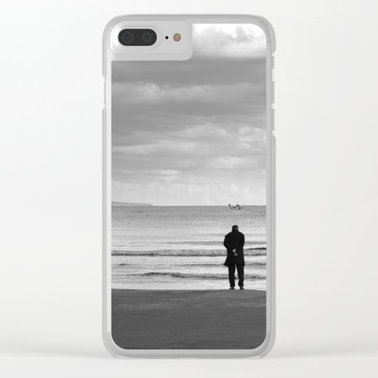 BEACH DAYS XXV BW MAN SILHOUETTE Clear iPhone Case