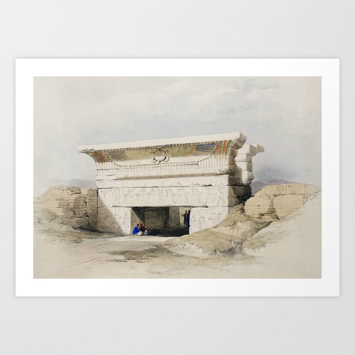 Dendara Temple dedicated to the goddess Hathor illustration by David Roberts (1796–1864) Art Print