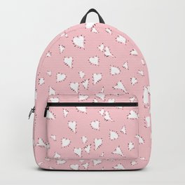 Scattered Hand-Drawn White Painted Hearts Pattern on Blush Pink Backpack