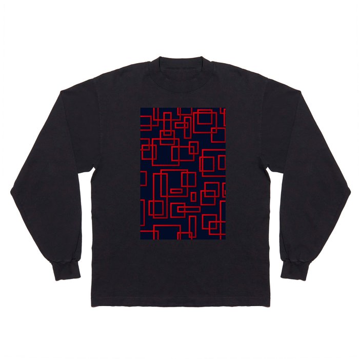 Red Color Geometric Pattern Long Sleeve T Shirt
