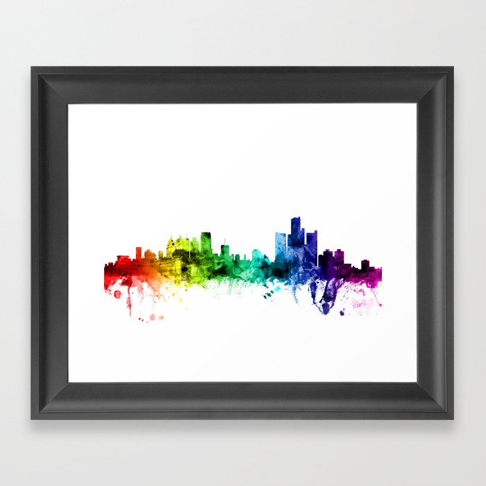 detroit michigan skyline framed