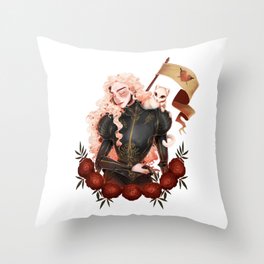 The Knight & Her Cat Throw Pillow