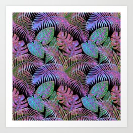 Tropical Hidden Cheetah Prints Palm Leaves Art Print