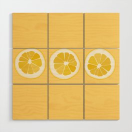 Citron - Lemon on Yellow Art Design Pattern  Wood Wall Art