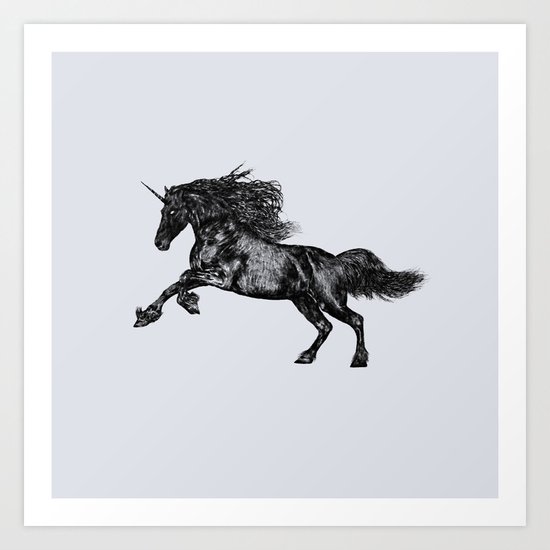 Black Unicorn Art Print