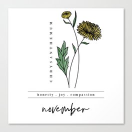 November Birth Flower | Chrysanthemum Canvas Print