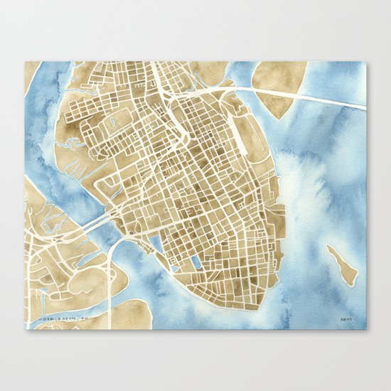 Charleston, South Carolina City Map Art Print Canvas Print