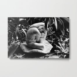 Sweet Little Soul Metal Print | Stonestatue, Photo, Stone, Botanical, Waterlilies, Lady, Leaves, Fountain, Plants, Statue 
