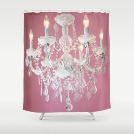 Pink and White Crystal Chandelier Shabby Chic Decor Shower Curtain | Frenchchandeliers, Crystalchandeliers, Babygirlnursery, Chandelierprints, Whitechandelier, Parischandeliers, Nurserychandelier, Girlnurserypillows, Girlnurserydecor, Parisianchandelier 