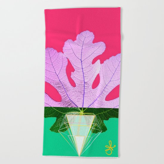 Fig Leaf Diamond Christmas Half and Half Beach Towel