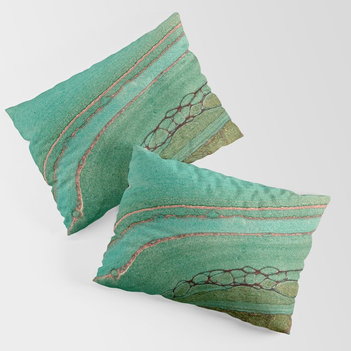 teal gold and pink acrylic agate Pillow Sham