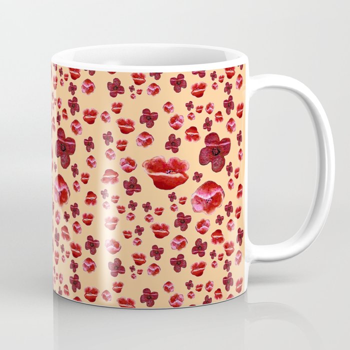 Red Poppies on orange Coffee Mug