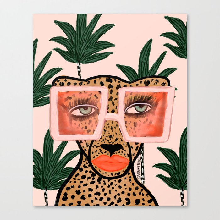 Tropical Glam Cat Canvas Print