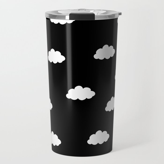 White clouds in black background Travel Mug