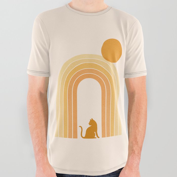Abstraction_CAT_CUTE_LOVE_RAINBOW_SUNSHINE_POP_ART_1219A All Over Graphic Tee
