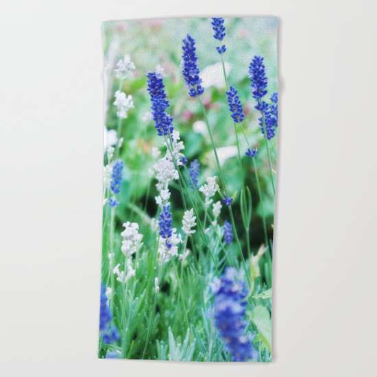 White & Blue Lavender Dream #1 #art #society6 Beach Towel