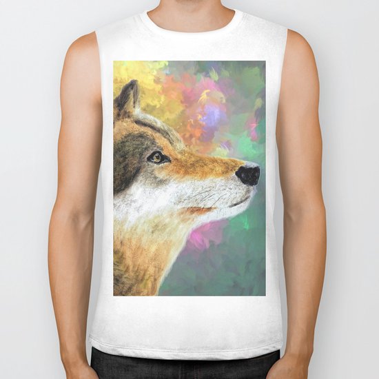 Abstract Wolf Painting Biker Tank