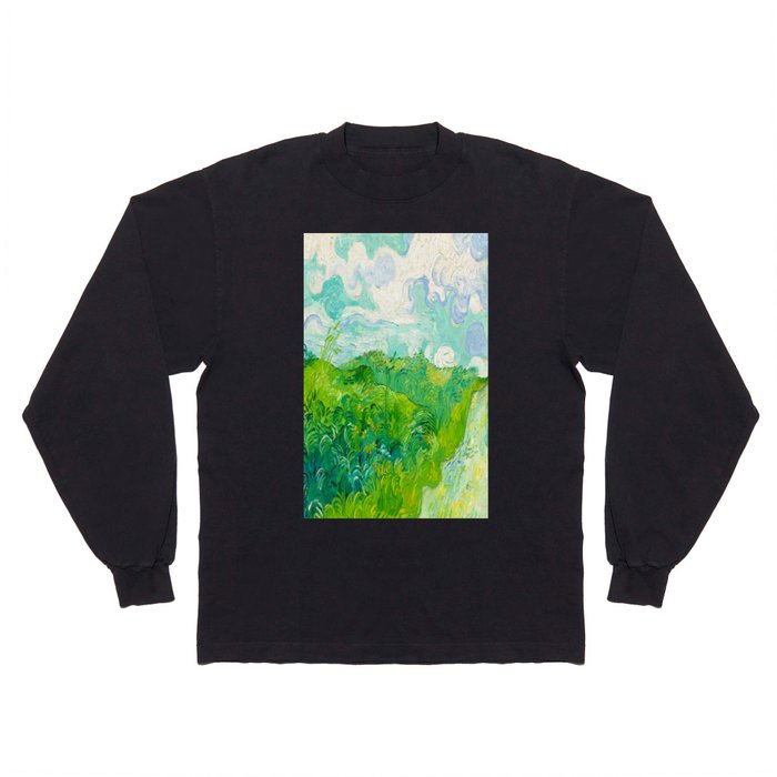 Vincent van Gogh (Dutch, 1853-1890) - Green Wheat Fields, Auvers - 1890 - Post-Impressionism - Landscape art - Oil on canvas - Digitally Enhanced Version - Long Sleeve T Shirt