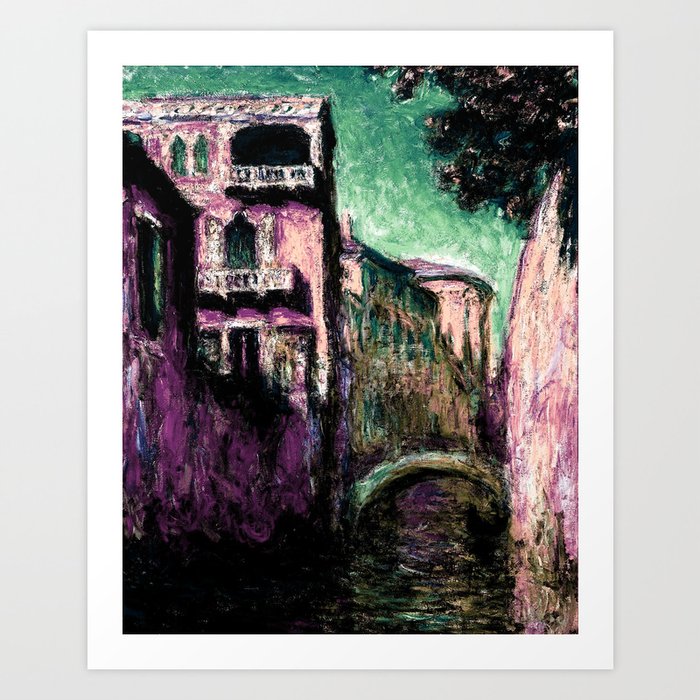 Monet:  Venice, Rio de Santa Salute orchid pink teal Art Print